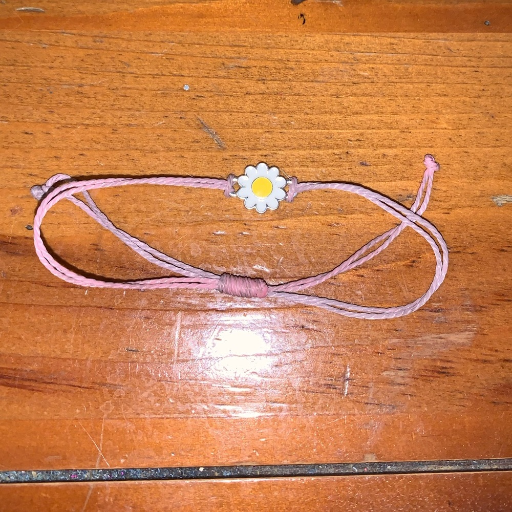 Girls Daisy Charm Adjustable Rope Bracelet